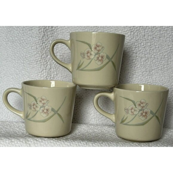 Corelle By Corning Coffee Cups Spring Pond Pattern Introduced 1985 Set Of Three - Picture 3 of 11